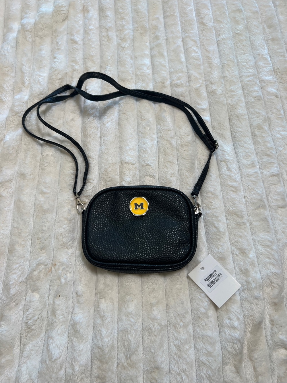 Michigan Black Crossbody Bag with Yellow M Accent